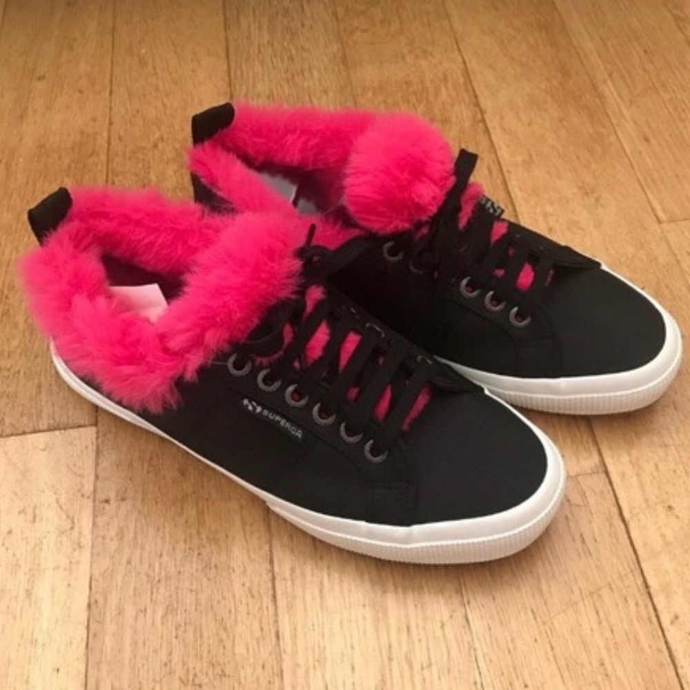 Superga pink fur lined sneakers